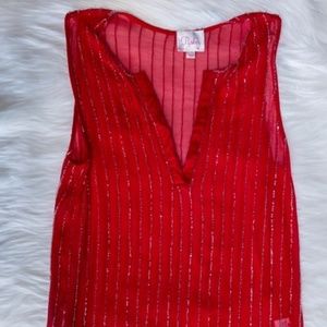 PARKER New Sequin Sleeveless Tank Red Top